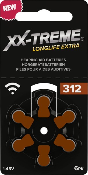 XX-Treme Longlife Extra Hörgerätebatterien Typ 312 konzipiert für höchste Leistung Pack mit 1 Bliste
