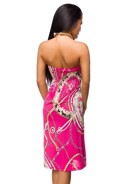 Bandeau-Kleid/Farbe:pink/gemustert/Größe:M