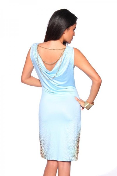 Kleid mit Leoprint/Farbe:hellblau/Größe:M/L