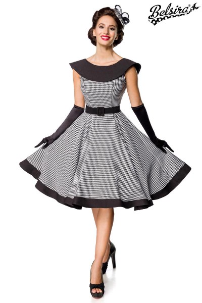 Premium Vintage Swing-Kleid/Farbe:schwarz/weiß/Größe:2XL