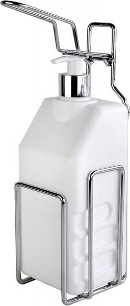 Top Edelstahl Desinfektionsmittelspender inkl. Wandhalterung und 1000 ml Leerflasche mit Pumpspender