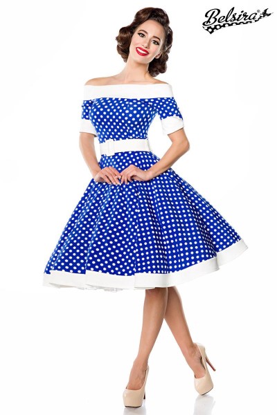 schulterfreies Swing-Kleid/Farbe:blau/weiß/Größe:XL