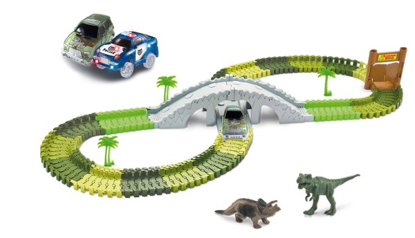 Magic Traxx Dino-Park mit Brücke 373-teilig,Mega Set