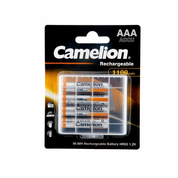 Camelion Ni-MH Rechargeable Akku AAA HR03 1,2V 1100 mAh 4er Blister Micro in Plastik Aufbewahrungsbo