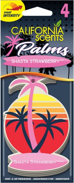 California Scents Lufterfrischer Palm 4er Packung Geruchsorte Shasta Strawberry 4 Duftpalmen Air Fre