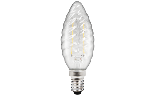 LED Filament Kerzenlampe gedreht McShine ''Filed'', E14, 2W, 260 lm, warmweiß, klar