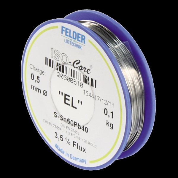 Lötzinn auf Rolle FELDER ISO-Core ''EL'', 0,5mm, 100g, bleihaltig (60%Sn 40%Pb)