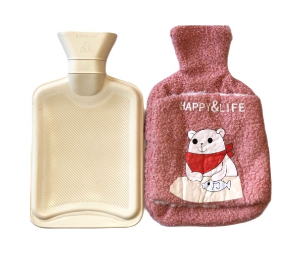 Top Wärmflasche Bettflasche 1000 ml Pink mit Bezug und Kängurutasche für Kinder und Erwachsene WFP-0