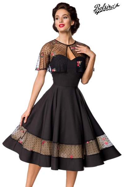 Vintage-Kleid mit Cape/Farbe:schwarz/Größe:XL