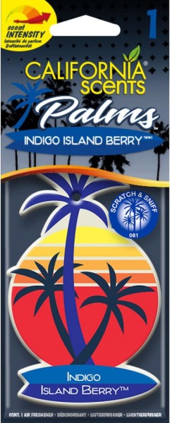 California Scents Lufterfrischer Palm 4er Packung Geruchsorte Indigo Island Berry 4 Duftpalmen Air F
