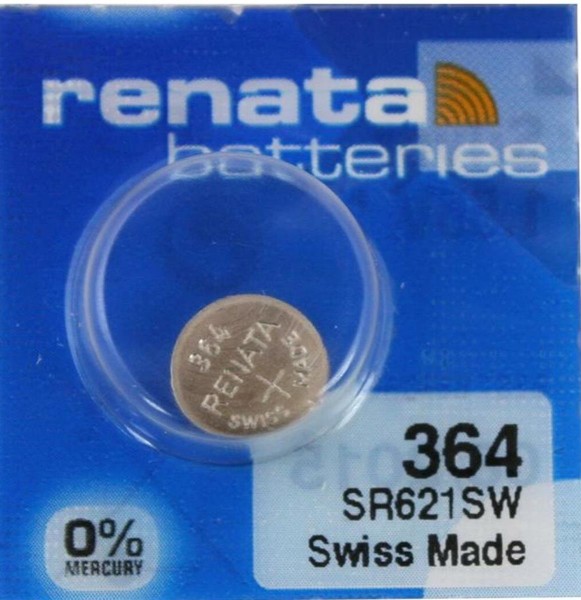 Renata Watch 364 Uhrenbatterie SR621SW MF 0% Mercury 1,55 V Battery 1er Blister (aus 10er Stripe) 36