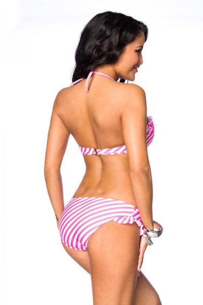 Bandeau-Bikini/Farbe:pink/weiß/Größe:S(D34)