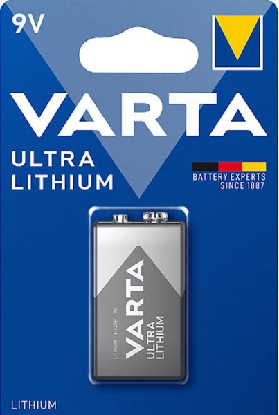 Varta VARTA Ultra Lithium 9V 1er Blister E-Block Batterie, für Rauchmelder, GPS Geräte, Sport- und O