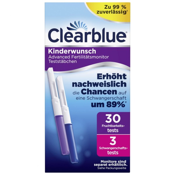 Clearblue 50x Kinderwunsch Teststäbchen 30+3 für Advanced Fertilitätsmonitor