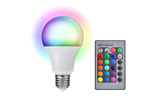 LED Glühbirne Farbwechsel, RGB, E27, inkl. Fernbedienung, 16 Farben, 230V, 200lm
