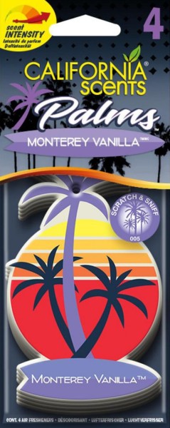 California Scents Lufterfrischer Palm 4er Packung Geruchsorte Monterey Vanilla 4 Duftpalmen Air Fres