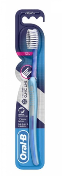 Oral-B 100x Orthodontic Zahnbürste mit wenig Druck Clinic Line Handzahnbürste mit V-förmigen Borsten