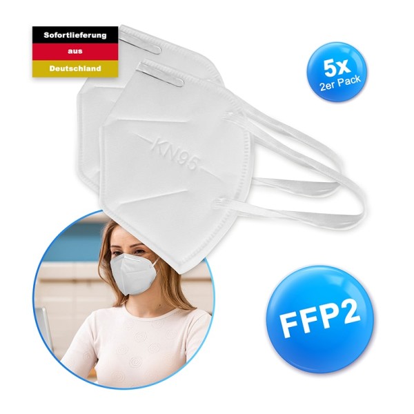 FFP2 Atemschutzmasken zertifiziert 5x 2er Pack, KN95, gegen Viren